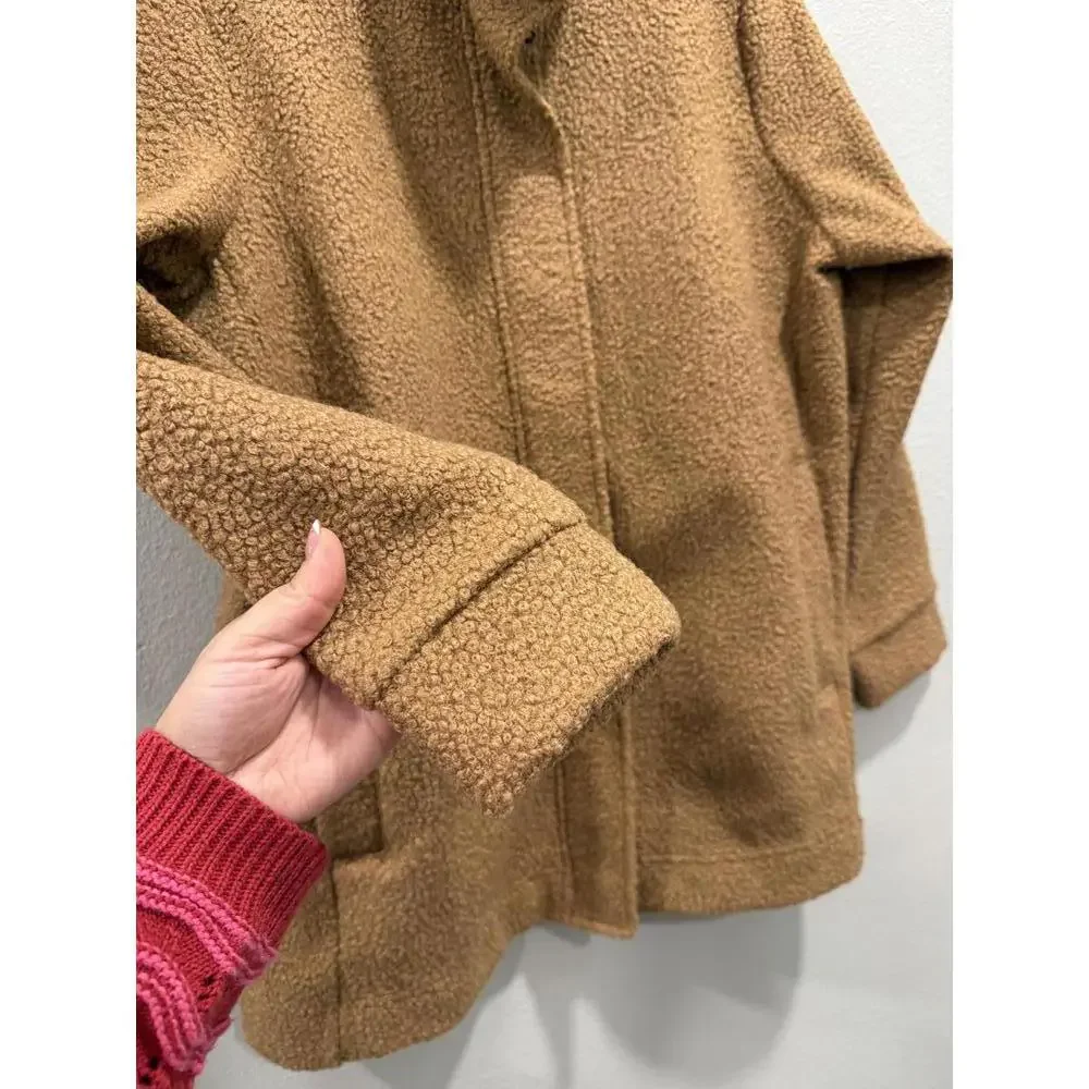 Lands' End Camel Teddy Jacket with Stand Collar